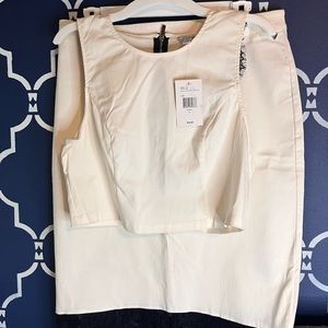 Guess Leelie Lace crop top and skirt. White/black lace Brand new w/tags